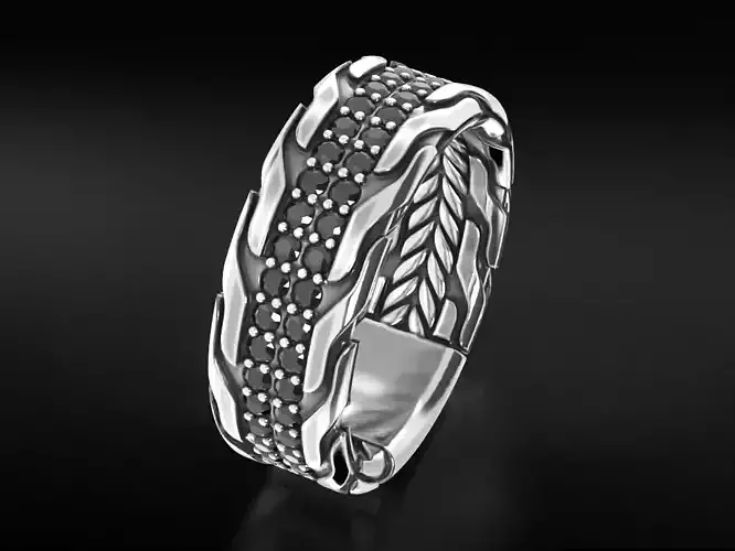 Stylish ring with onyx 603