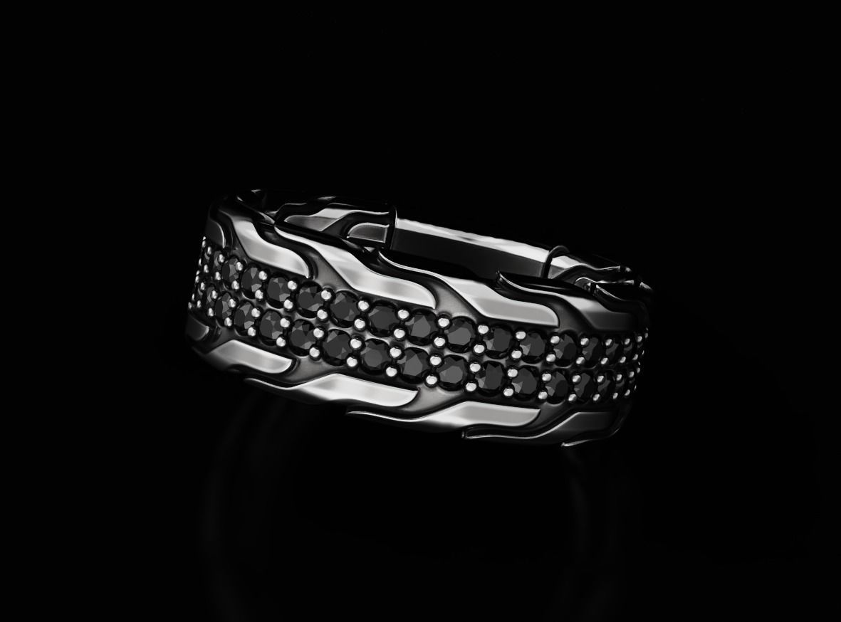 Stylish ring with onyx 603 3D print model_11