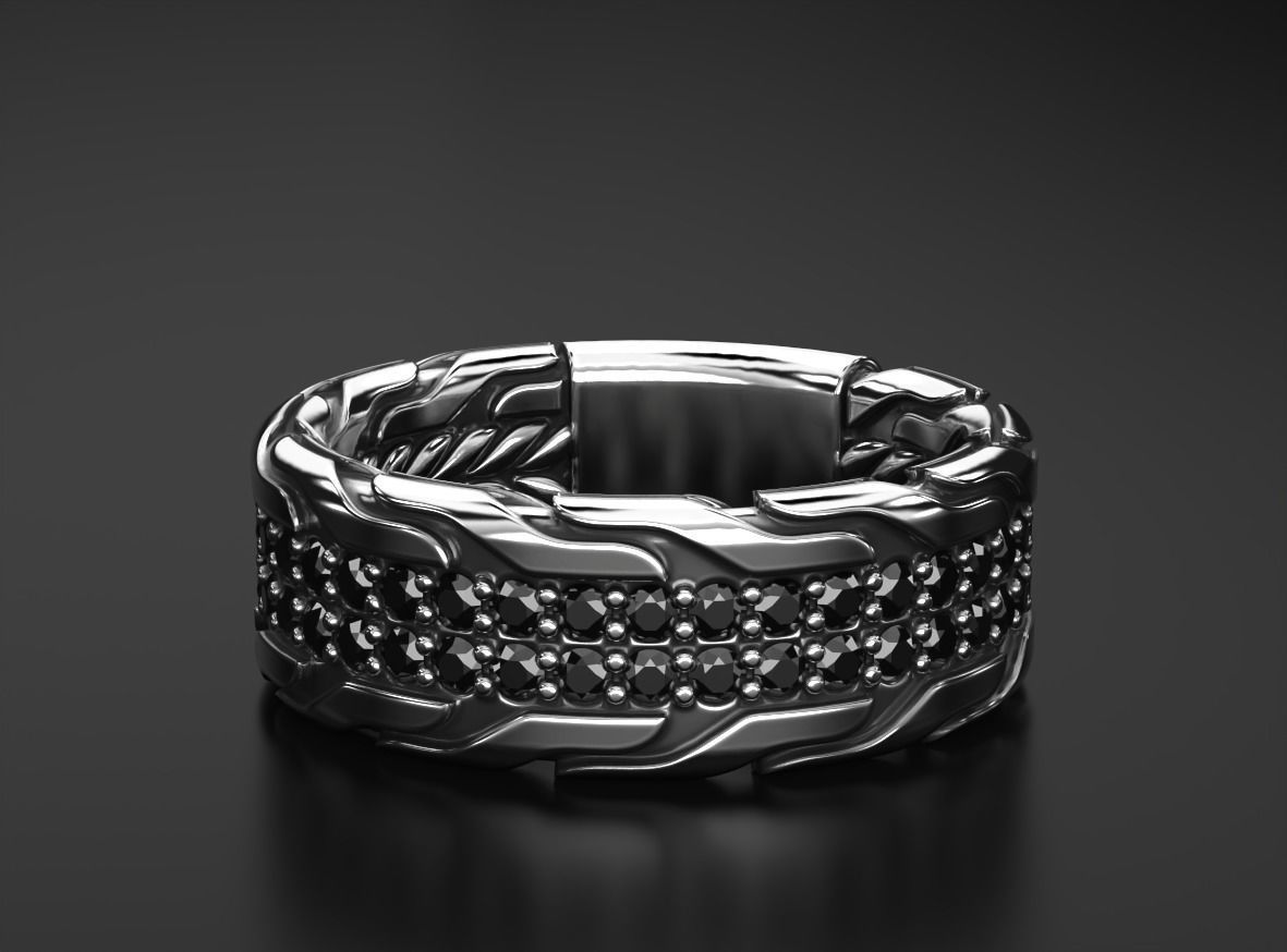 Stylish ring with onyx 603 3D print model_14