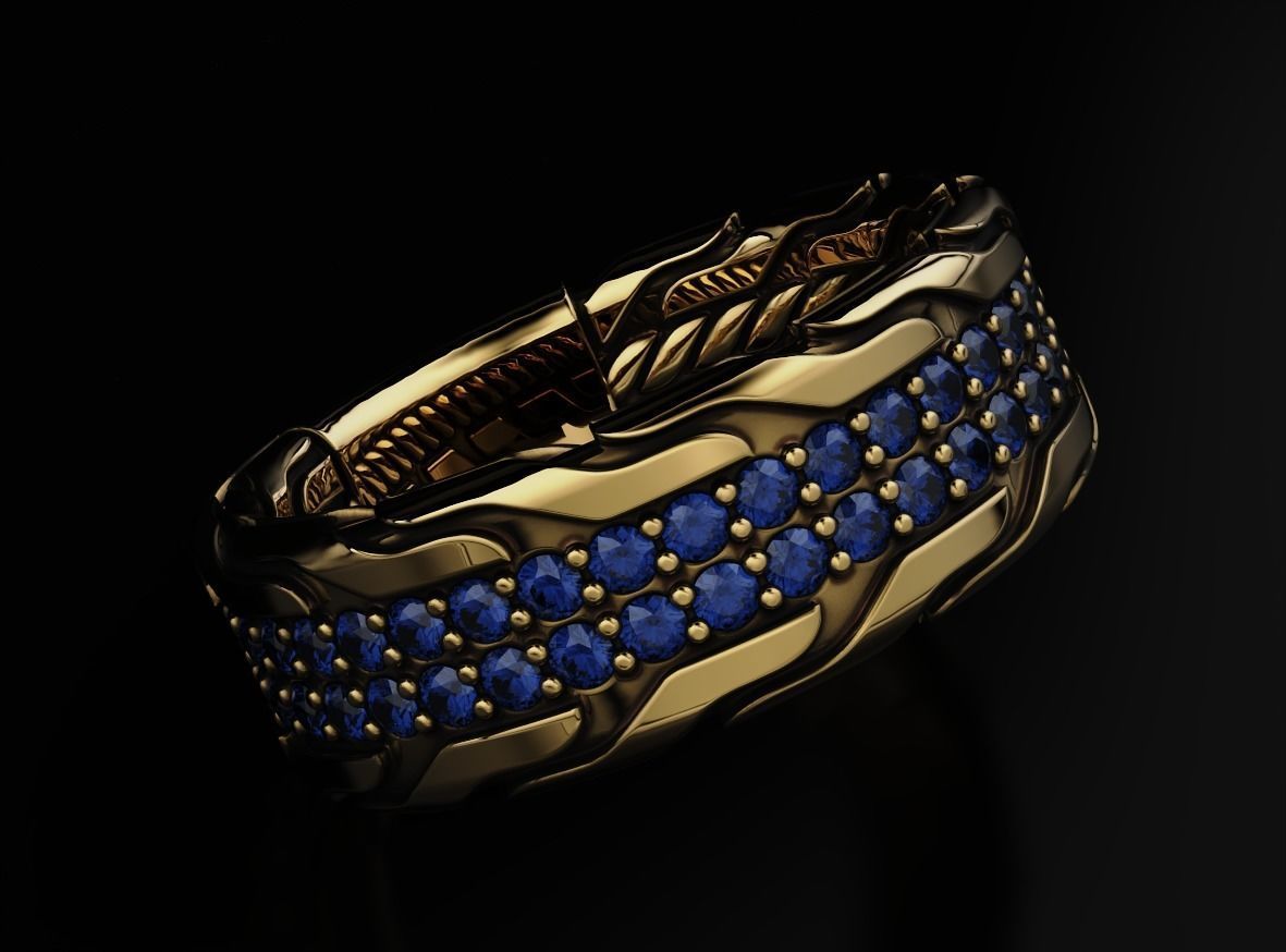 Stylish ring with onyx 603 3D print model_7