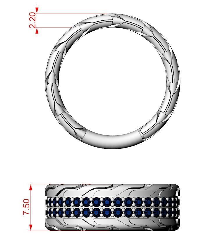 Stylish ring with onyx 603 3D print model_16