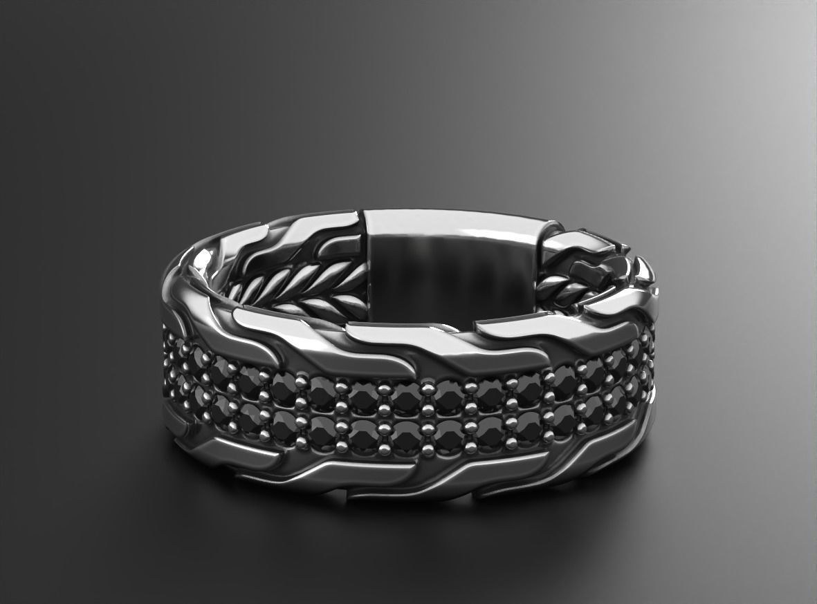 Stylish ring with onyx 603 3D print model_13