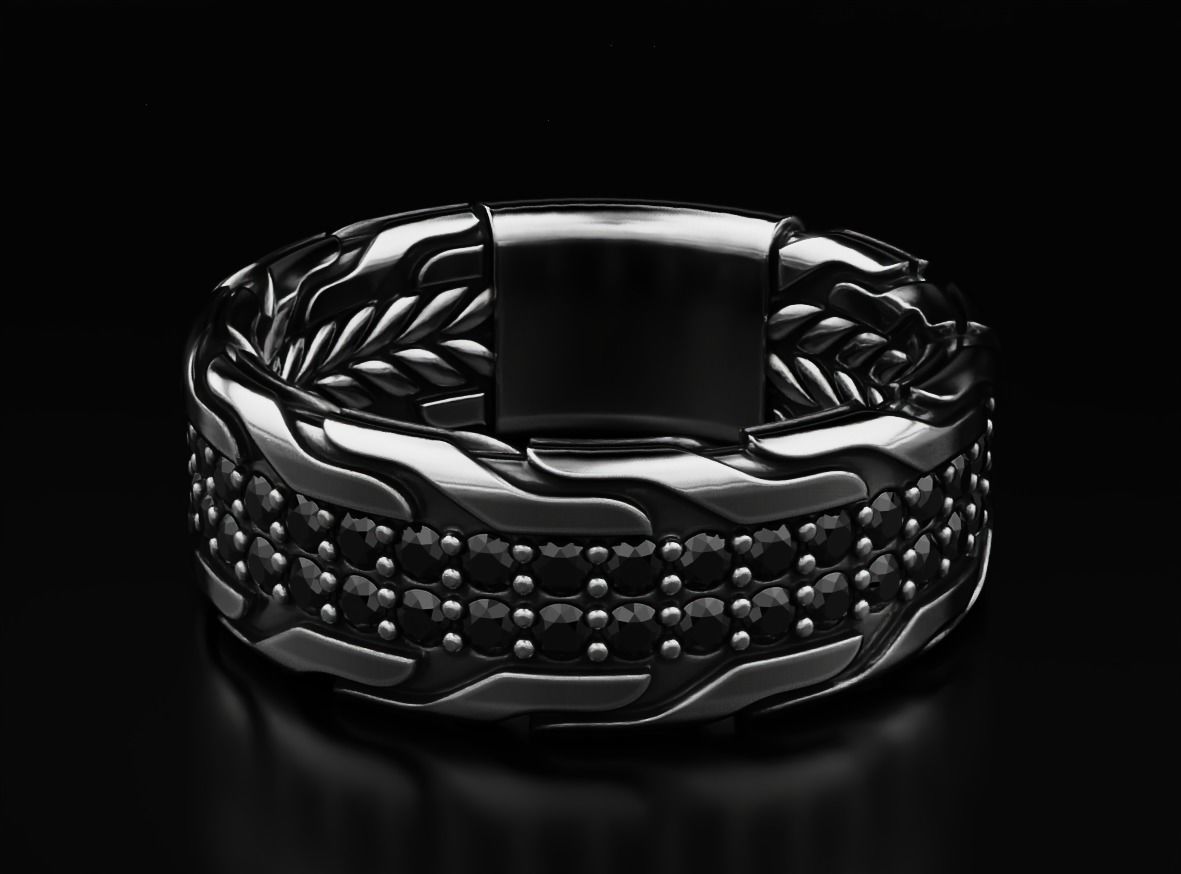 Stylish ring with onyx 603 3D print model_4