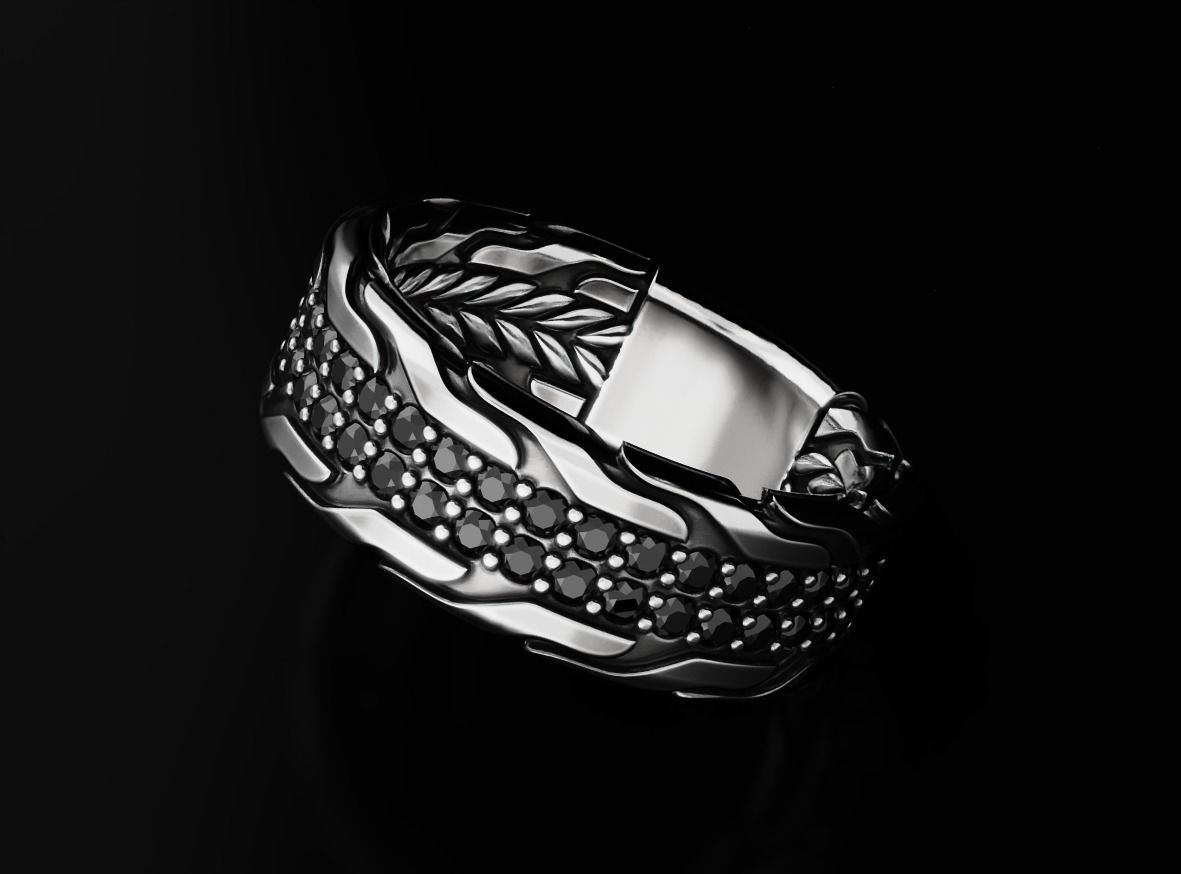 Stylish ring with onyx 603 3D print model_10
