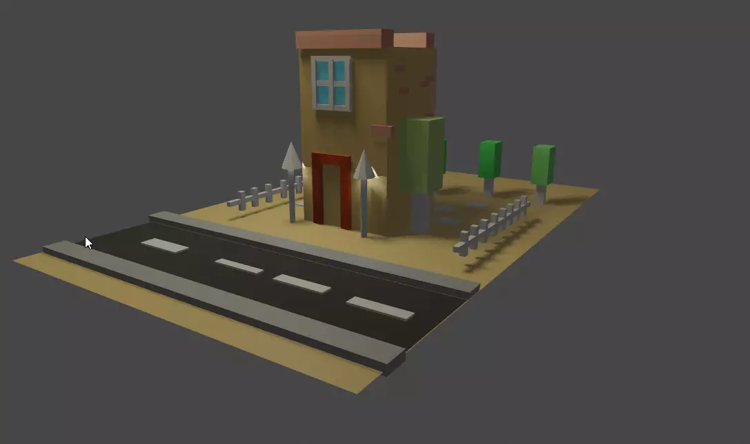 house on street Free low-poly 3D model