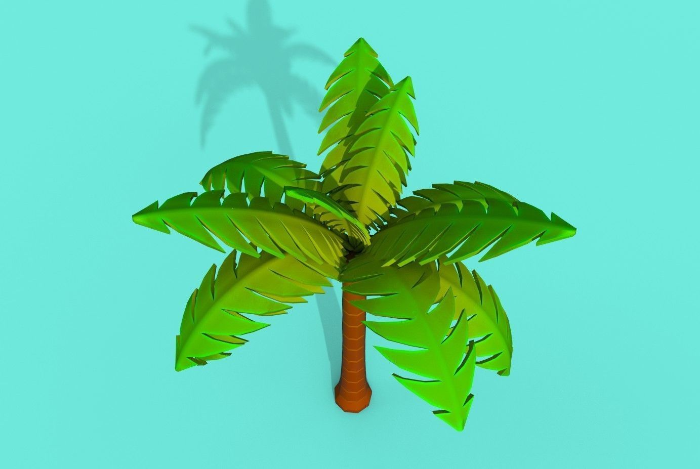 Cartoon Palm Tree  Low-poly 3D model_1