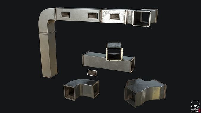 Ventilation Modular PBR Low-poly 3D model