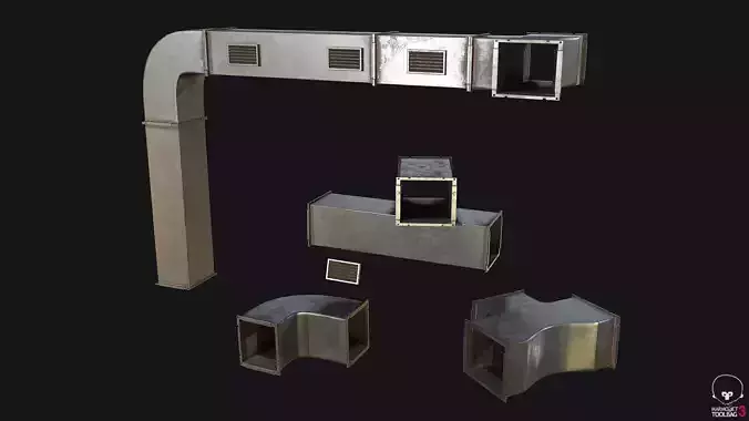 Ventilation Modular PBR Low-poly 3D model
