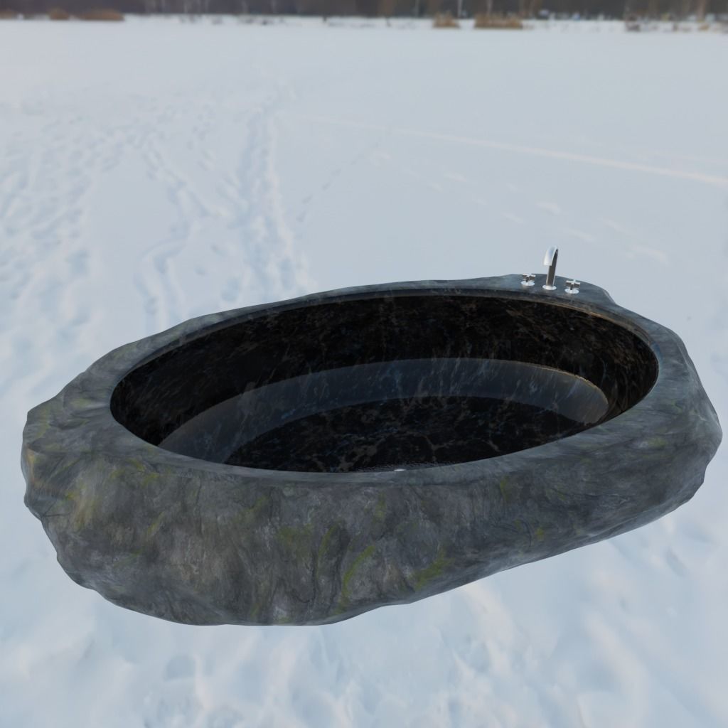 Bath Tube Stone 3D model_3