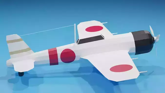 Cartoon Mitsubishi A6M Zero WW2 Aircraft