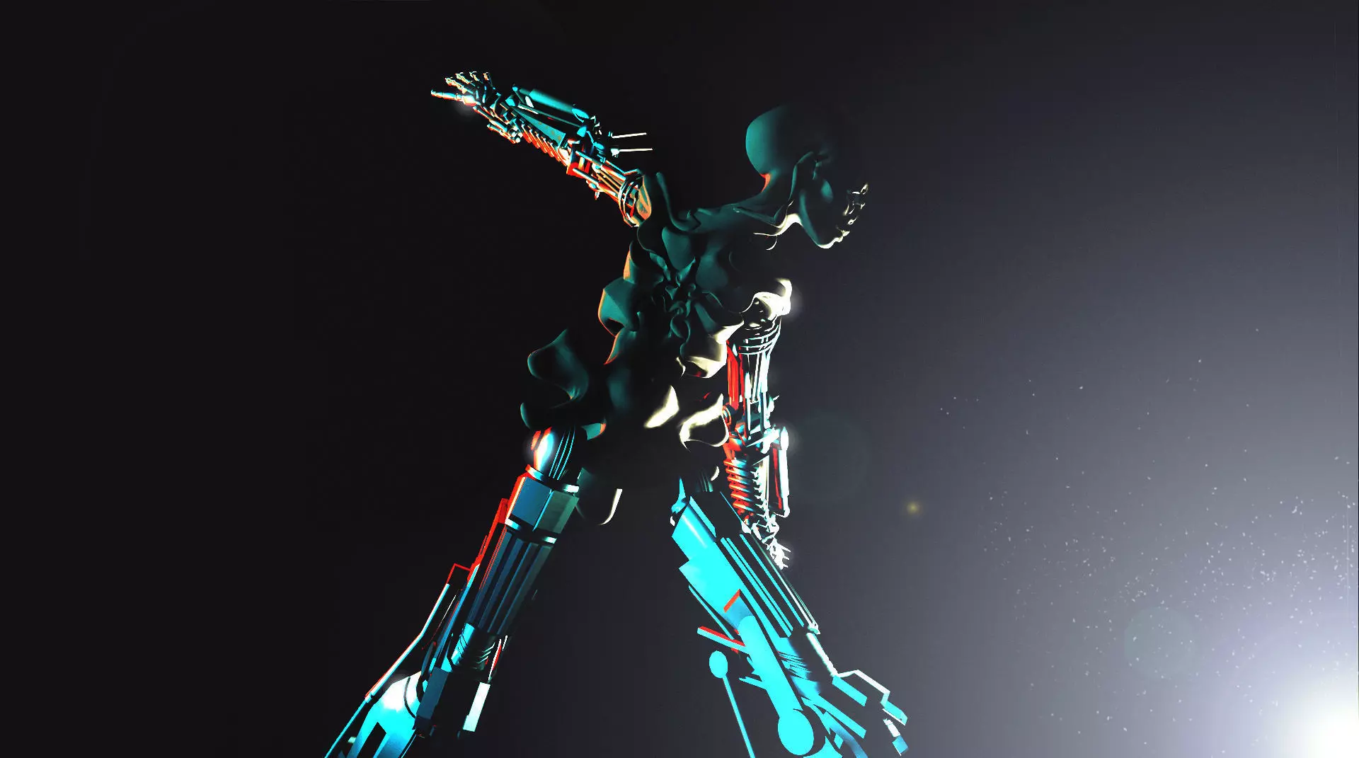 Sci-Fi Alien with Robotic Limbs 3D model_0