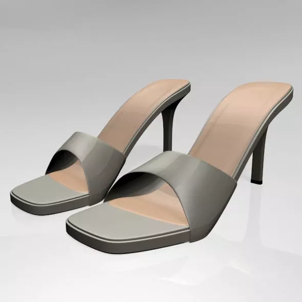 Peep-Toe High-Heel Slide Sandals 01 3D model_0