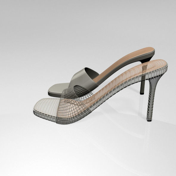 Peep-Toe High-Heel Slide Sandals 01 3D model_10