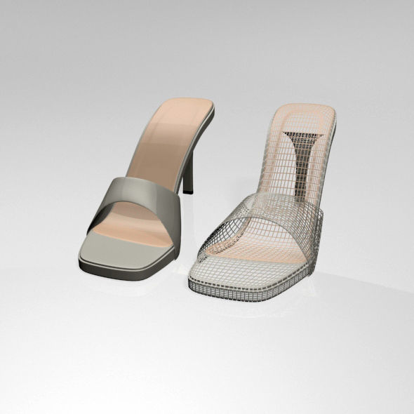Peep-Toe High-Heel Slide Sandals 01 3D model_1