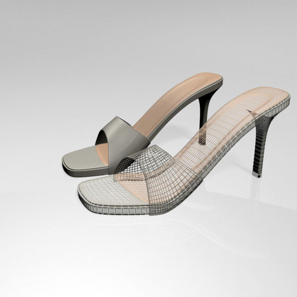 Peep-Toe High-Heel Slide Sandals 01 3D model_11