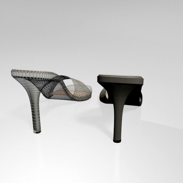 Peep-Toe High-Heel Slide Sandals 01 3D model_7