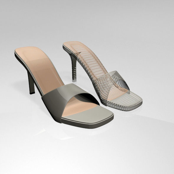 Peep-Toe High-Heel Slide Sandals 01 3D model_3
