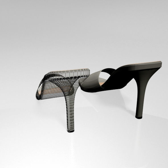 Peep-Toe High-Heel Slide Sandals 01 3D model_8