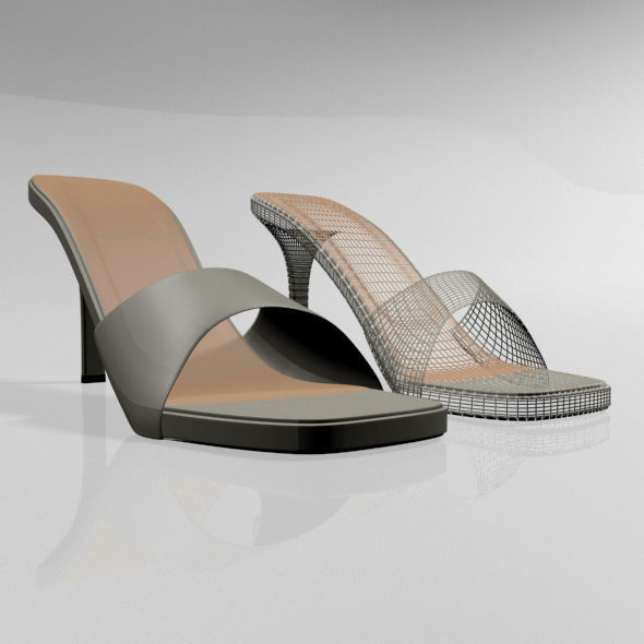 Peep-Toe High-Heel Slide Sandals 01 3D model_19