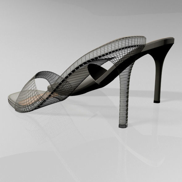 Peep-Toe High-Heel Slide Sandals 01 3D model_15