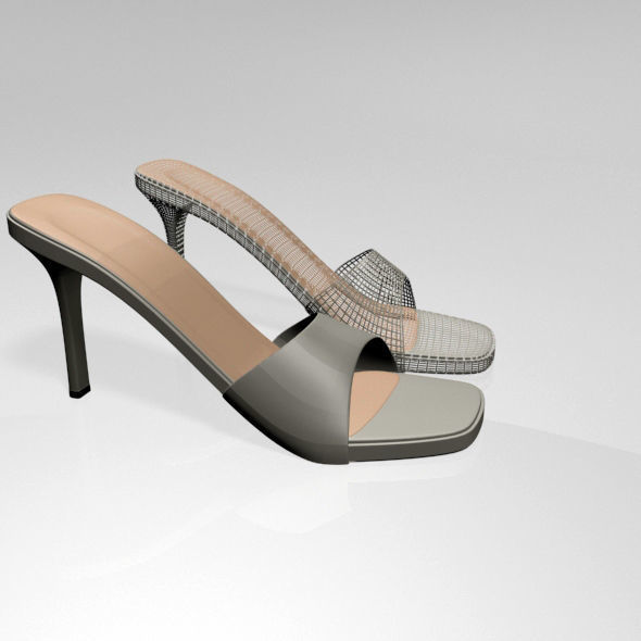 Peep-Toe High-Heel Slide Sandals 01 3D model_4