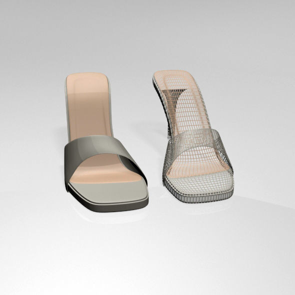 Peep-Toe High-Heel Slide Sandals 01 3D model_2