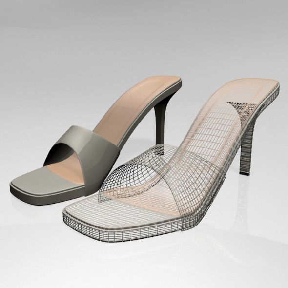 Peep-Toe High-Heel Slide Sandals 01 3D model_13