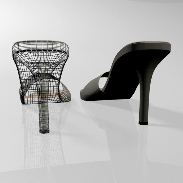 Peep-Toe High-Heel Slide Sandals 01 3D model_16