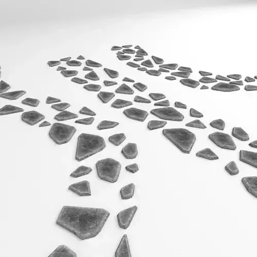 stone pathway 3 types 3D model Low-poly 3D model