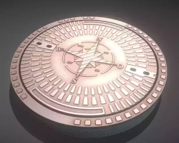 Rusty Sewer Cover 4 Textured High-Poly Version