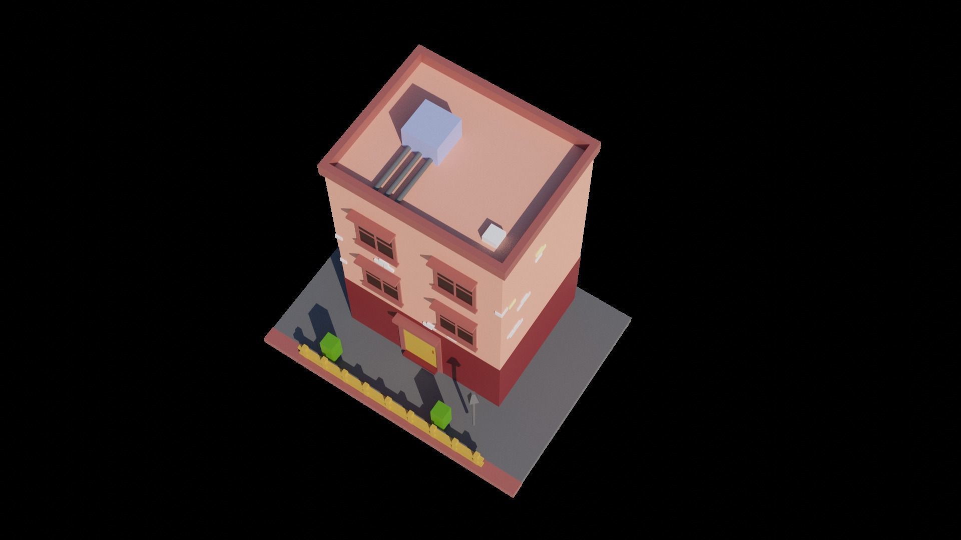 Free Low poly building Free low-poly 3D model_1