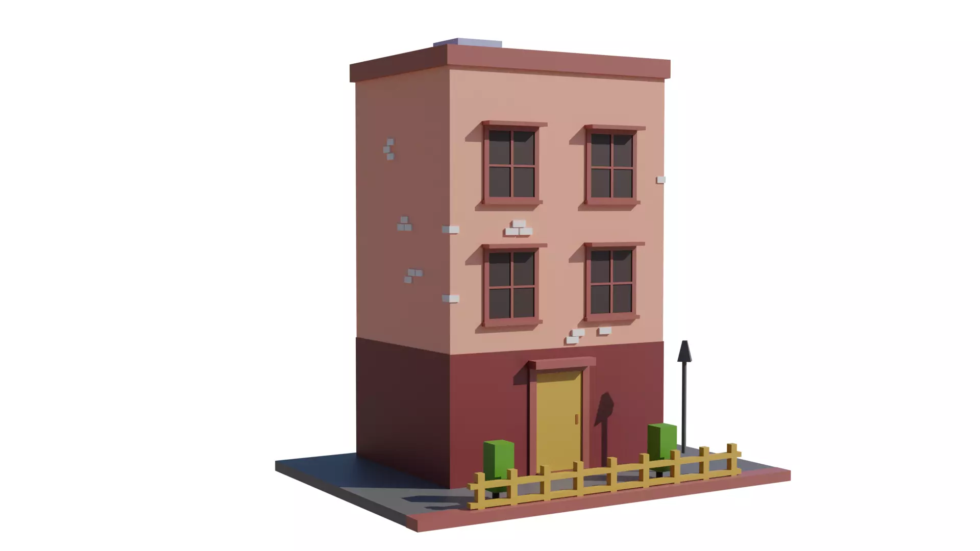 Free Low poly building Free low-poly 3D model_0