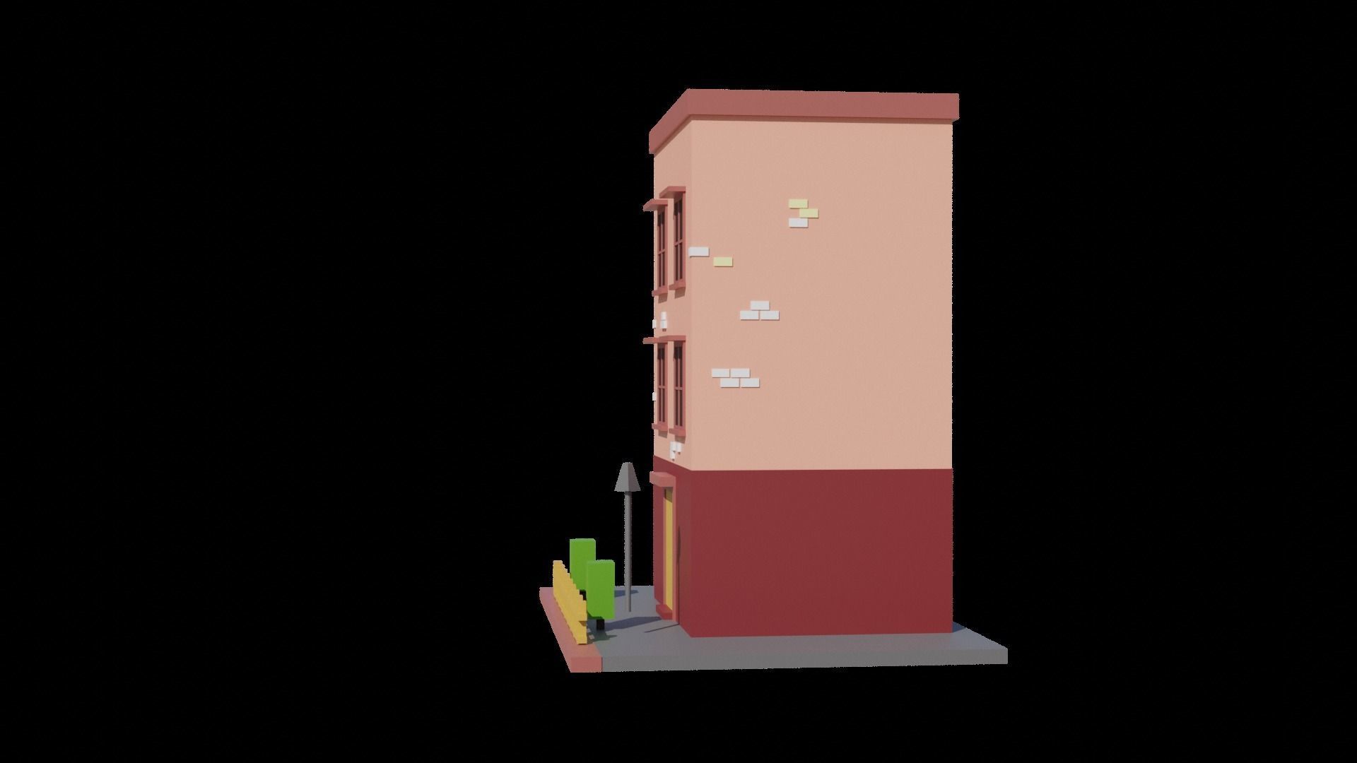 Free Low poly building Free low-poly 3D model_2