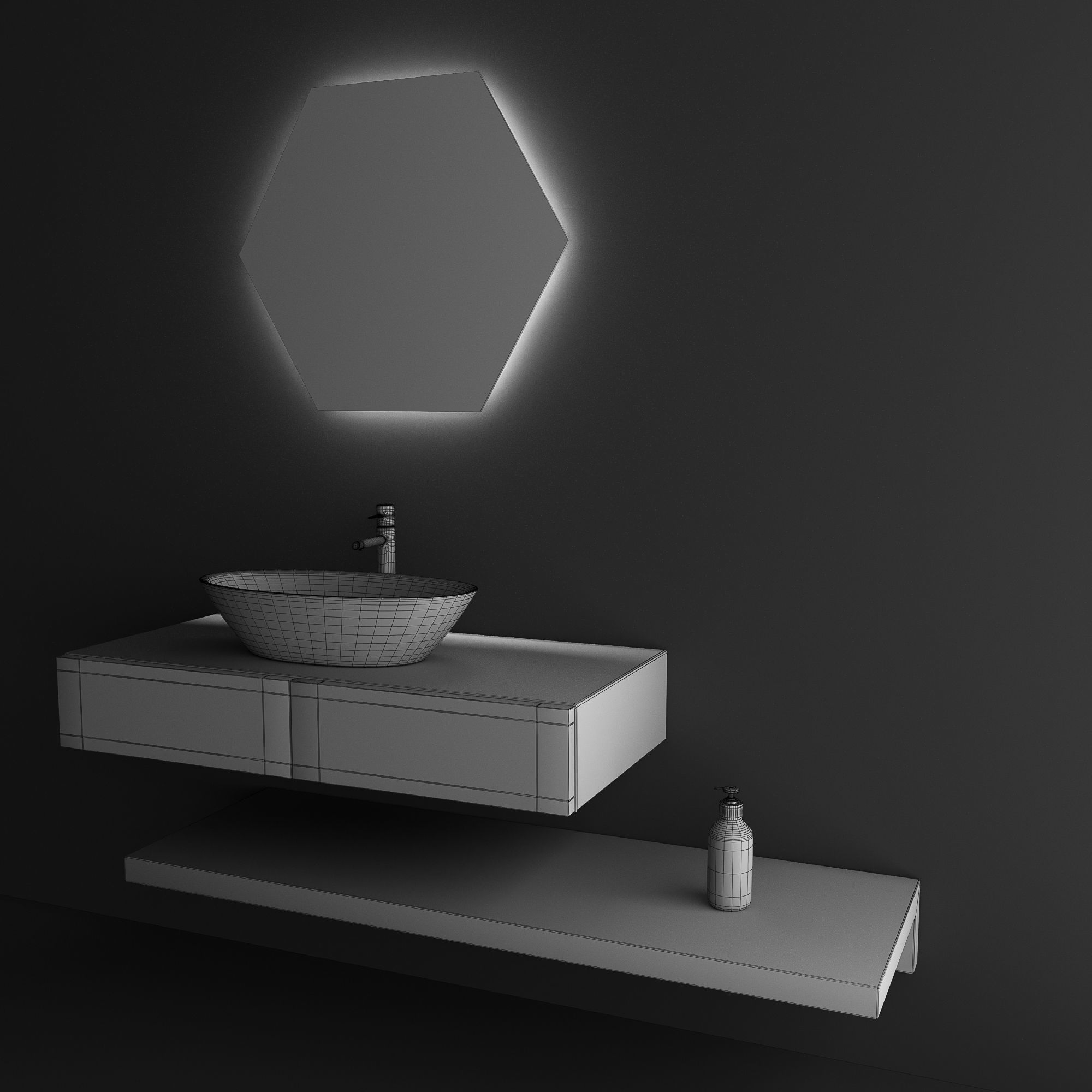 Washbasin and mirror 3D model_2