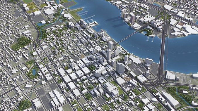 Jacksonville Low-poly 3D model 3