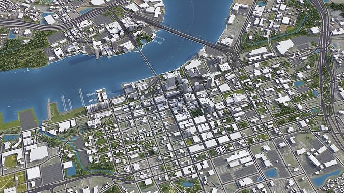 Jacksonville Low-poly 3D model 6