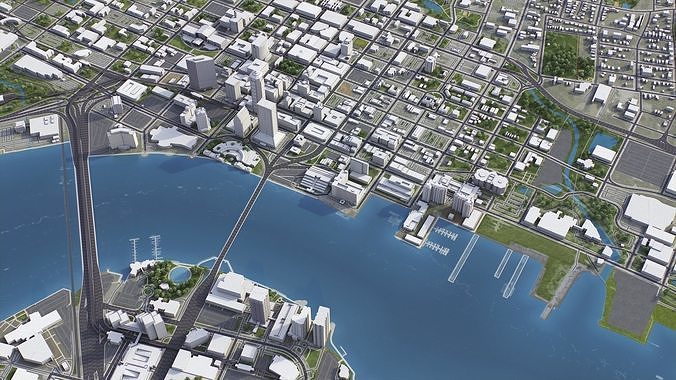 Jacksonville Low-poly 3D model 7