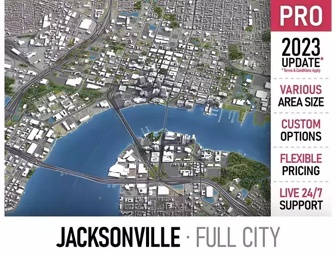 Jacksonville Low-poly 3D model