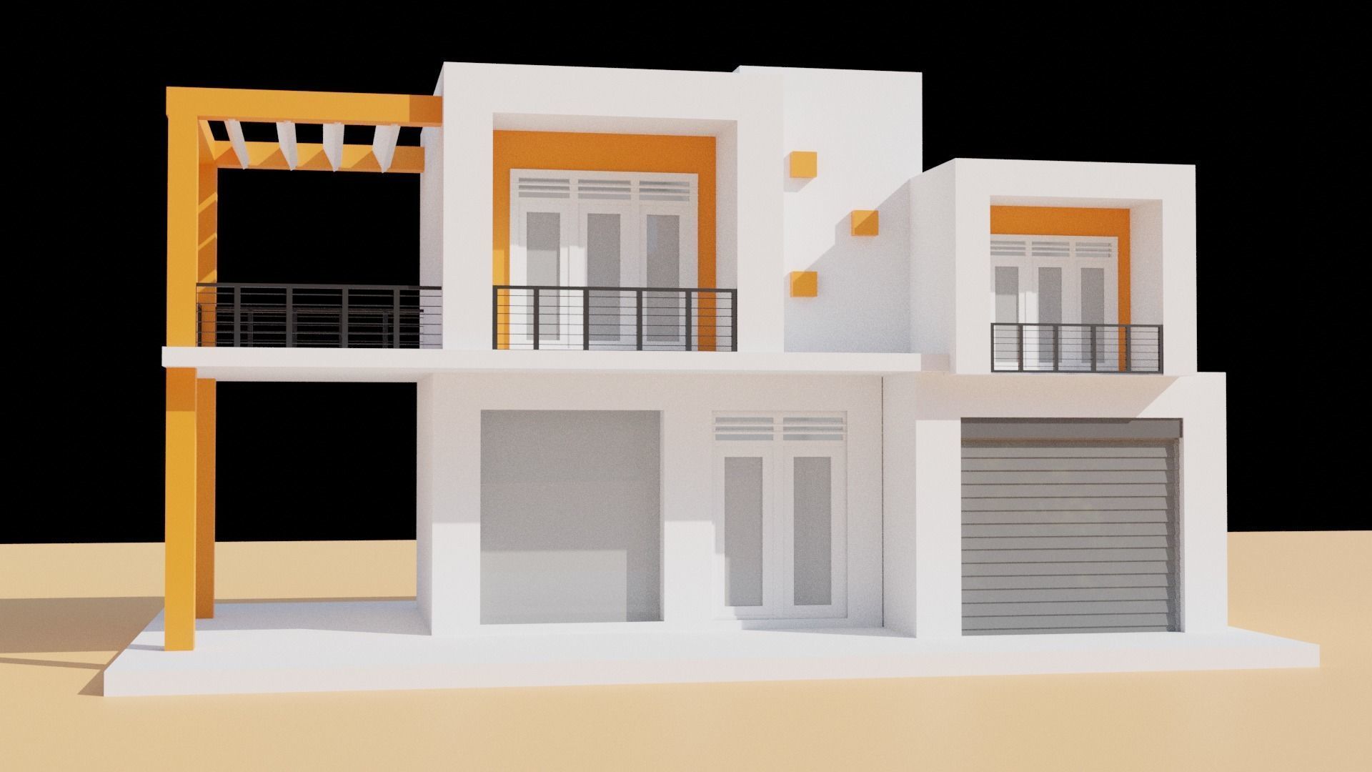 Free House Design Lowpoly Free low-poly 3D model_1