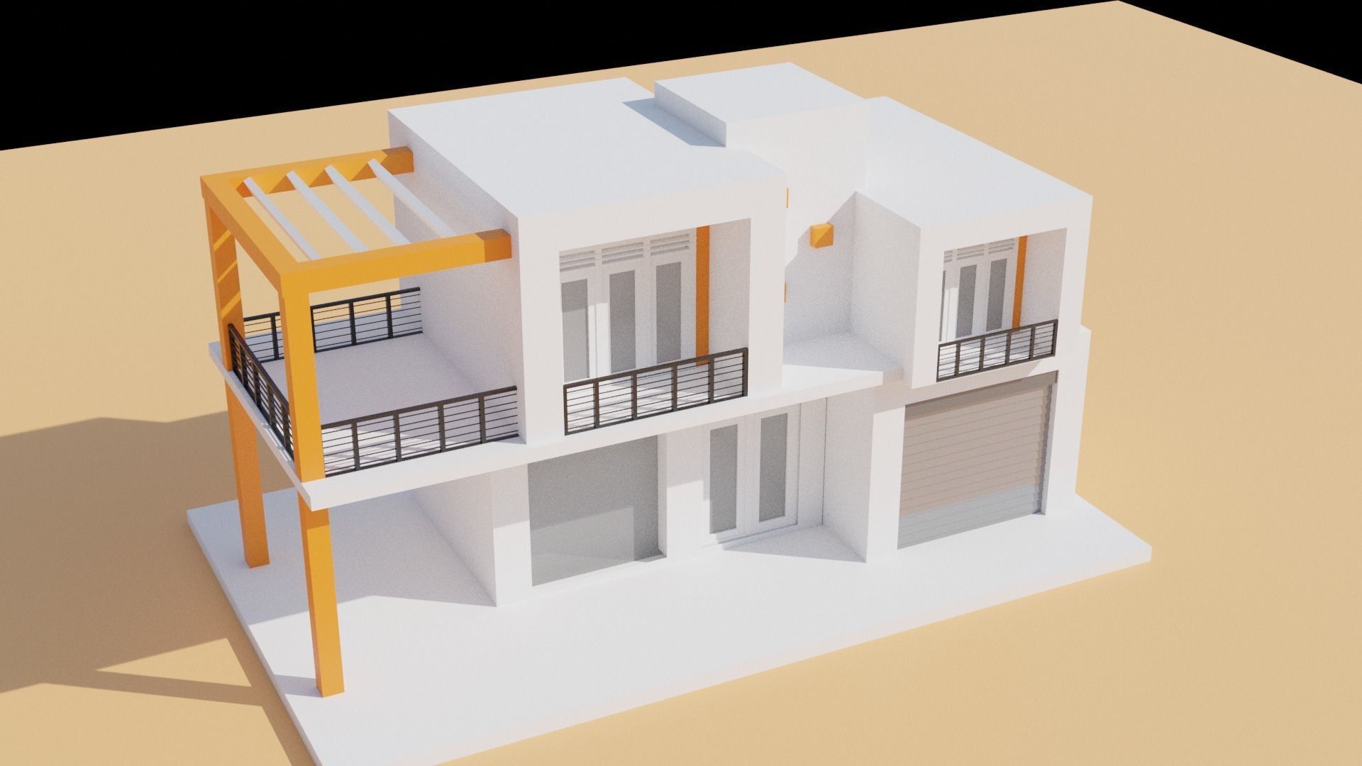 Free House Design Lowpoly Free low-poly 3D model_2