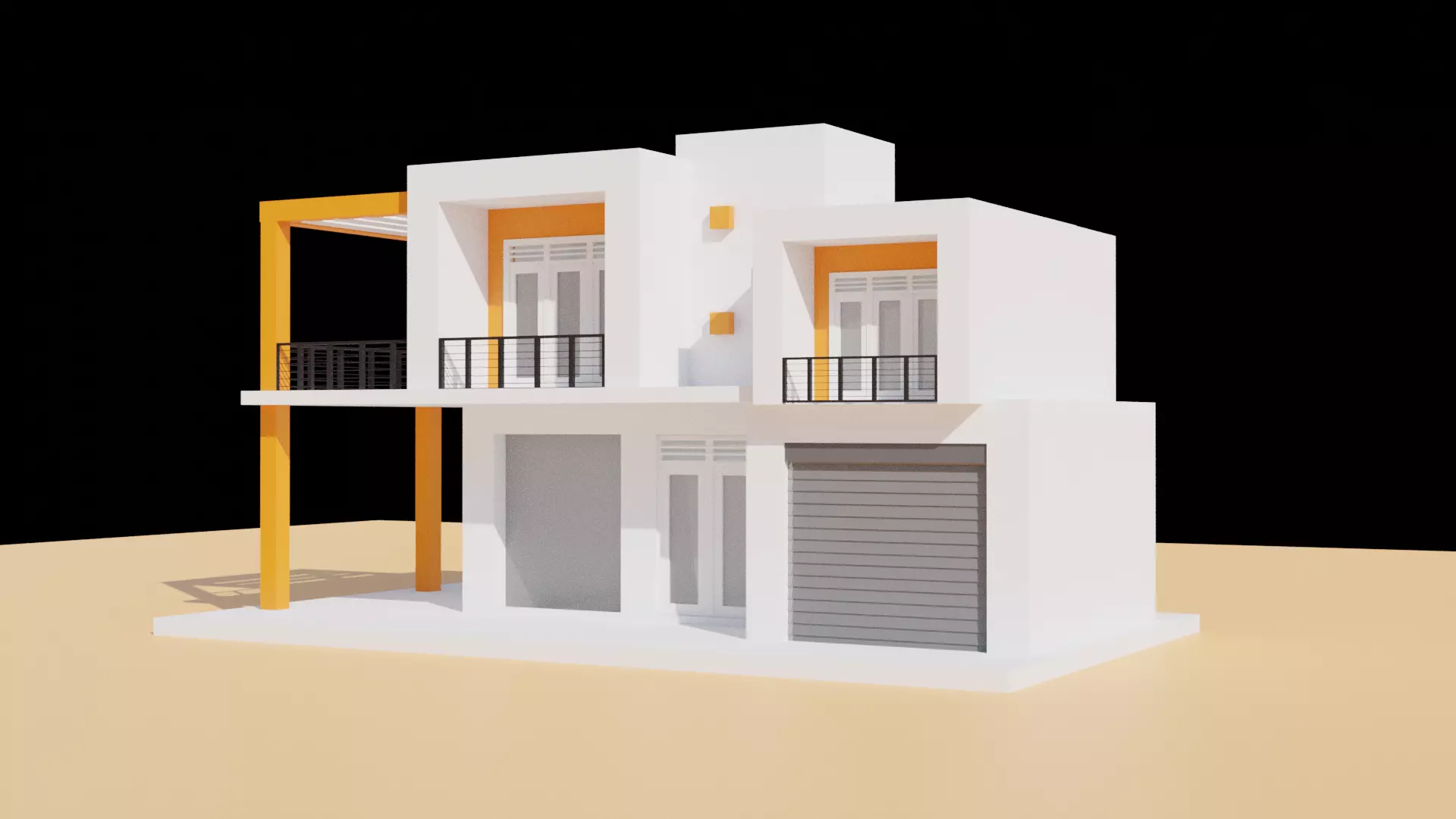 Free House Design Lowpoly Free low-poly 3D model_0