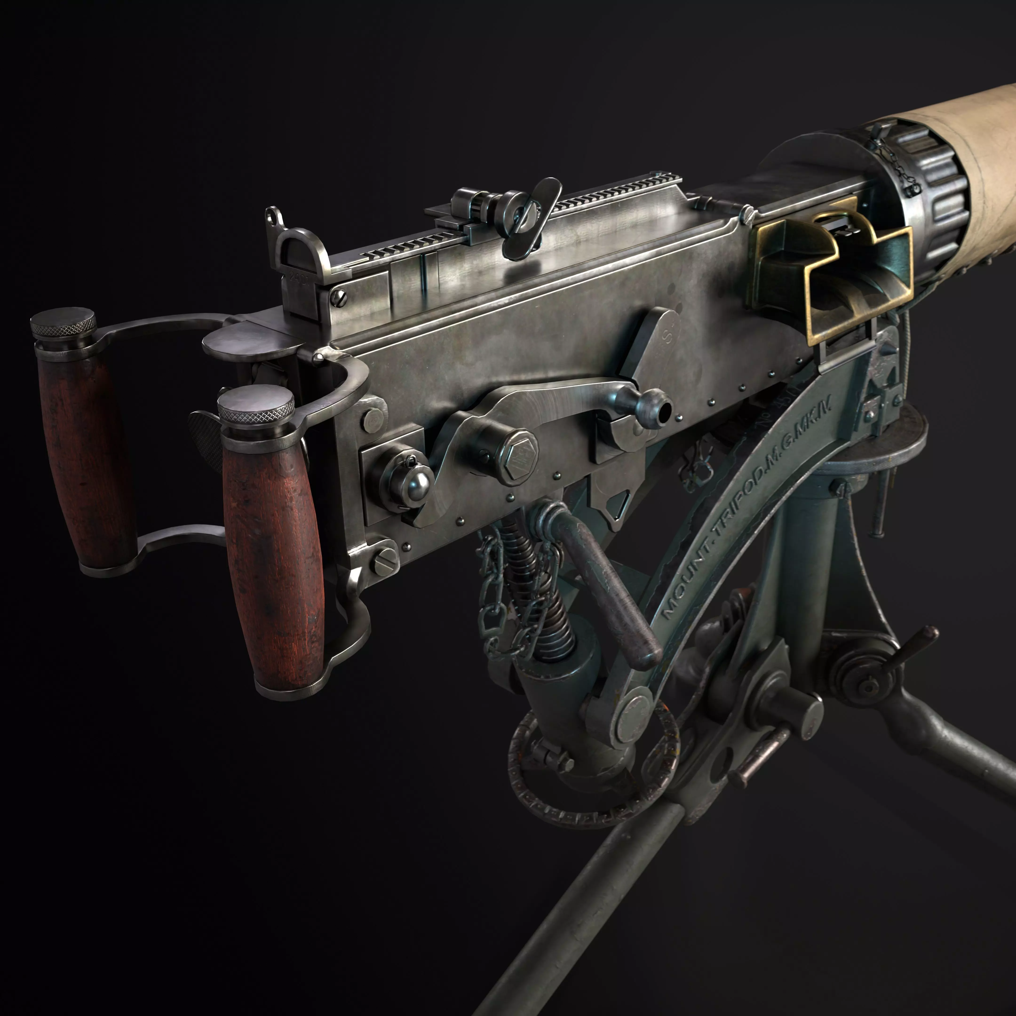 Vickers Machine Gun Low-poly 3D model_0