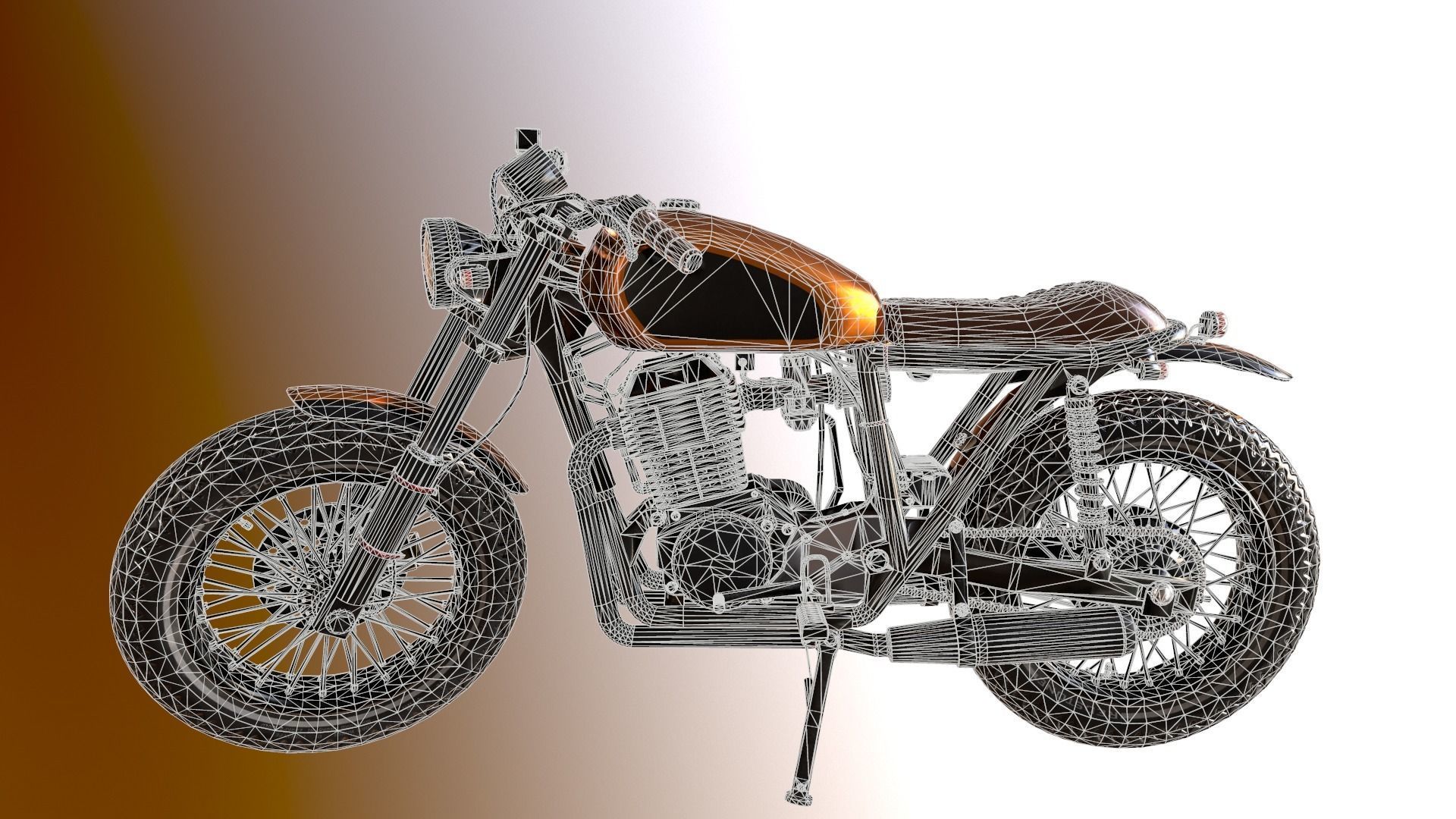 Motorcycle cafe racer 3D model_8