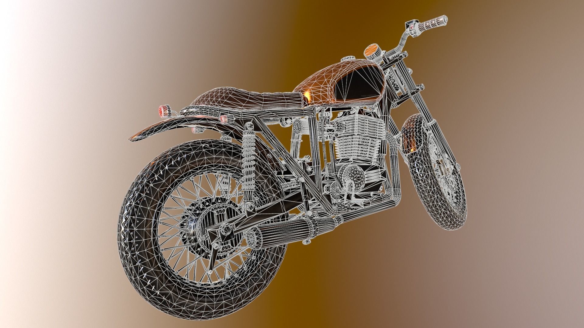 Motorcycle cafe racer 3D model_12