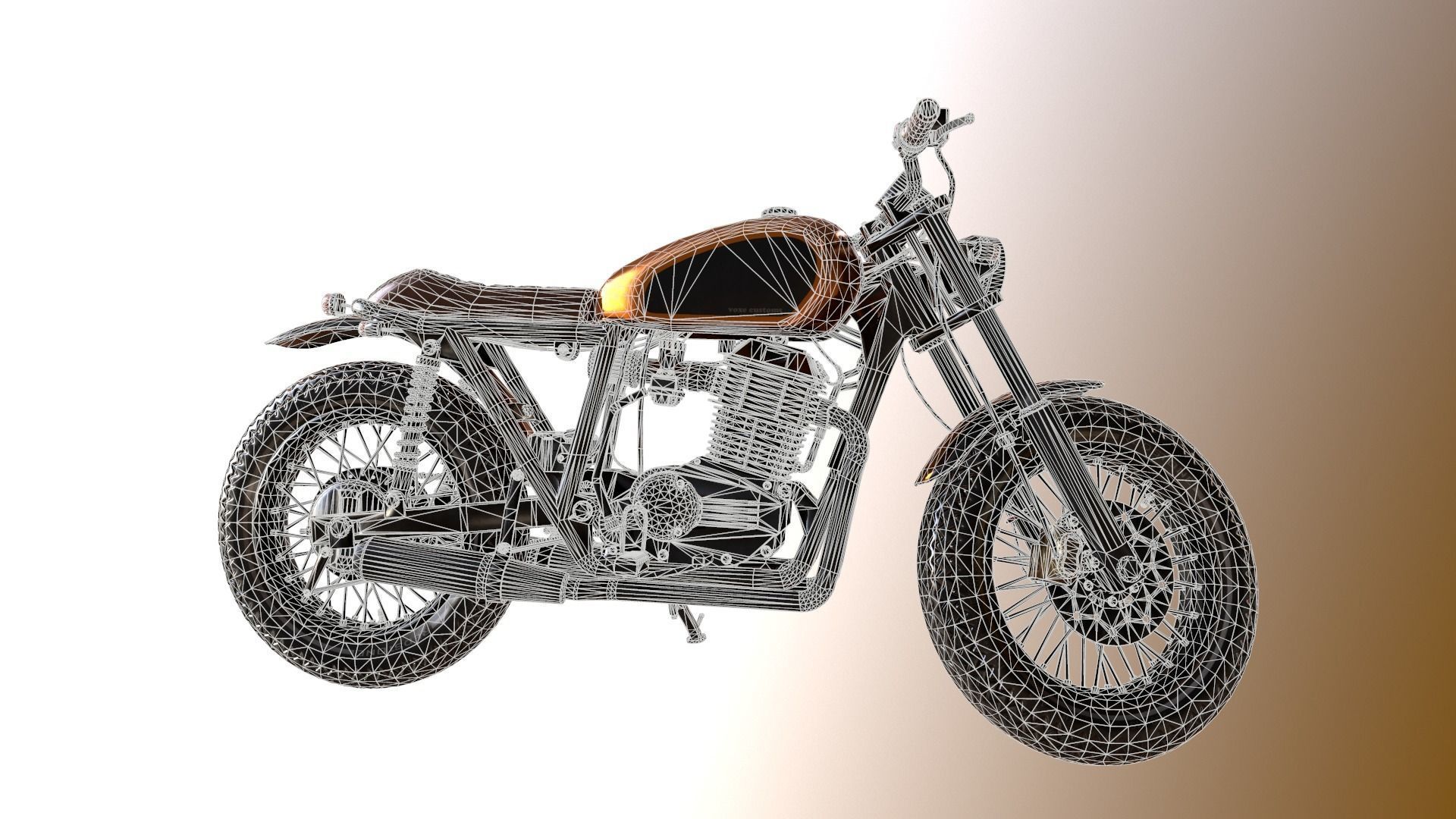 Motorcycle cafe racer 3D model_11