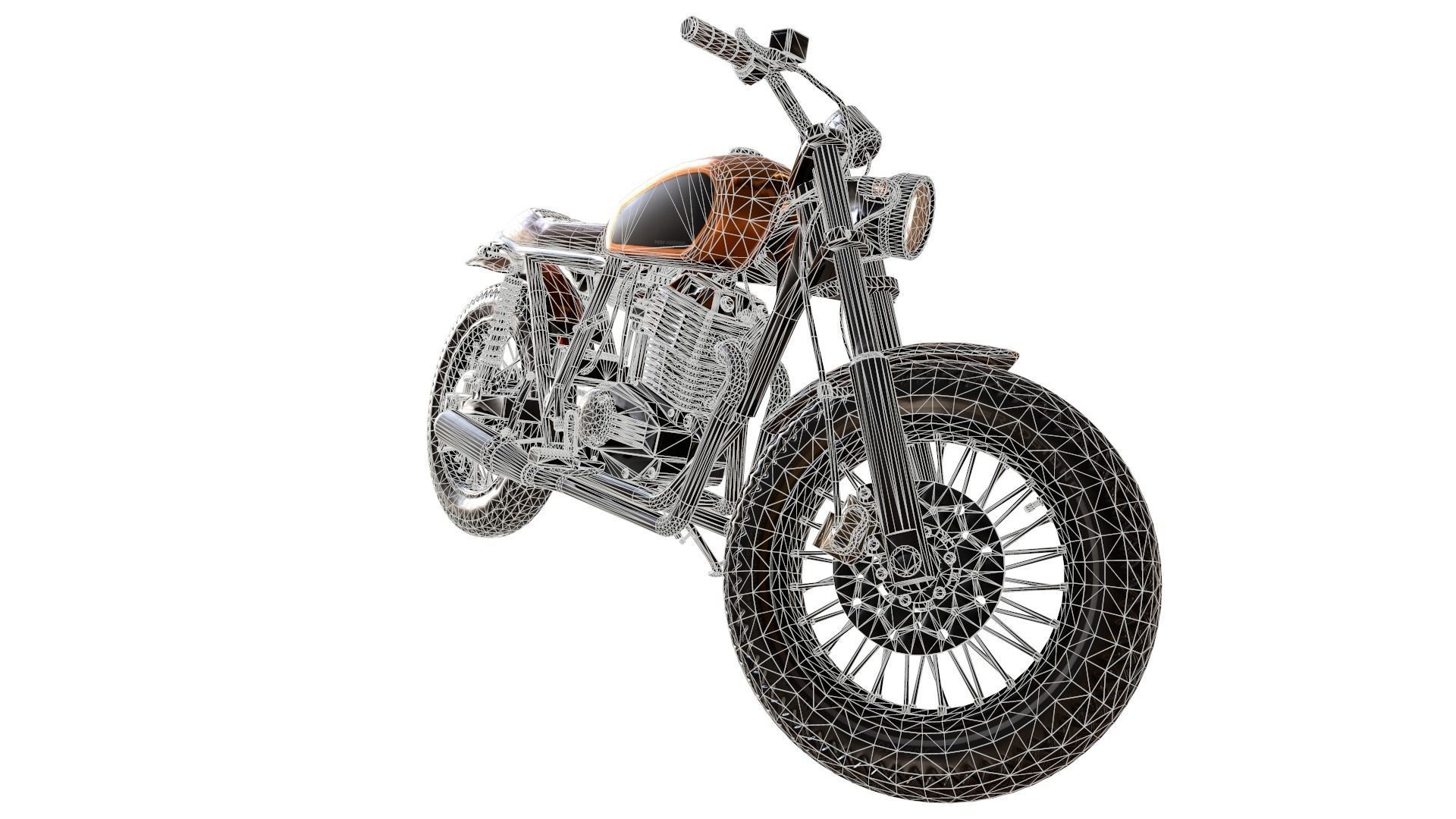 Motorcycle cafe racer 3D model_10