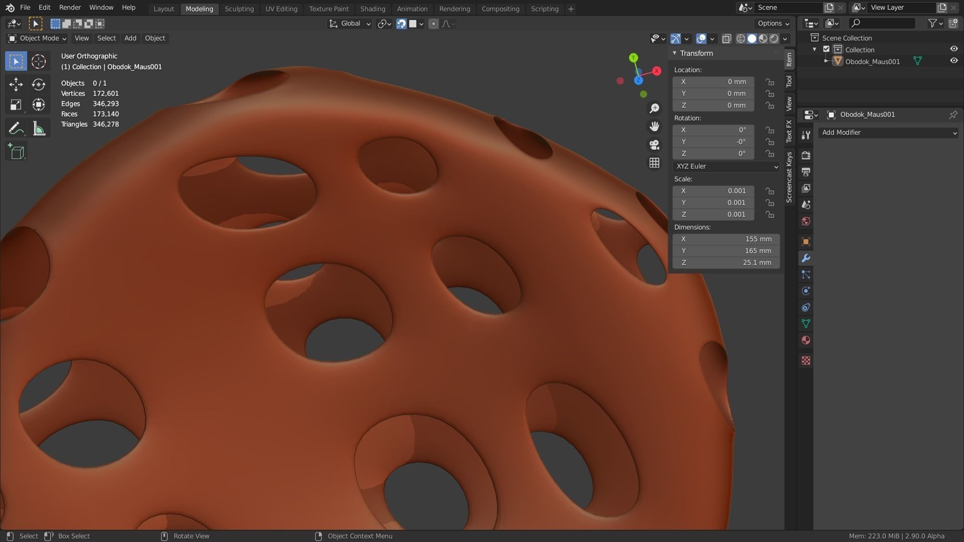 Voronoi mouse Rim to style hair 3D print model_7