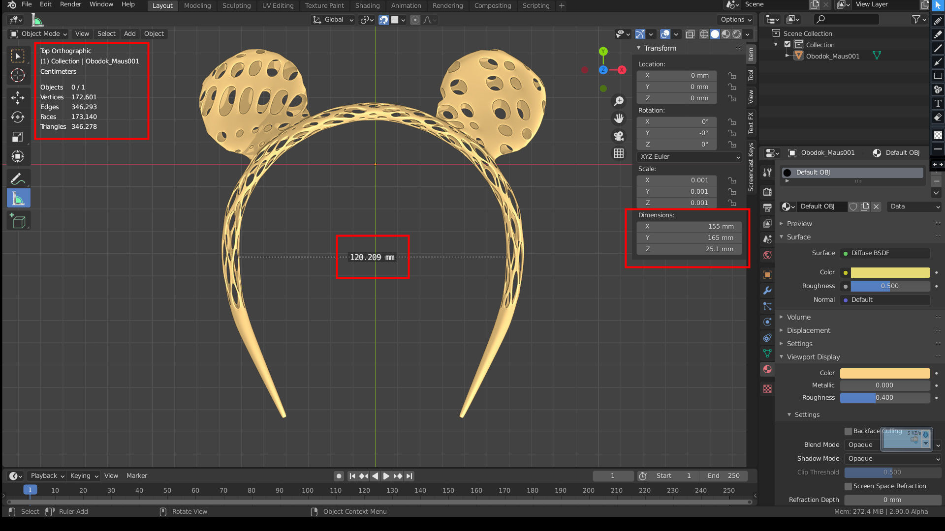 Voronoi mouse Rim to style hair 3D print model_4