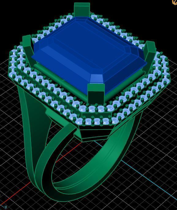 Unisex Ruby Golden Ring  3D print model_6