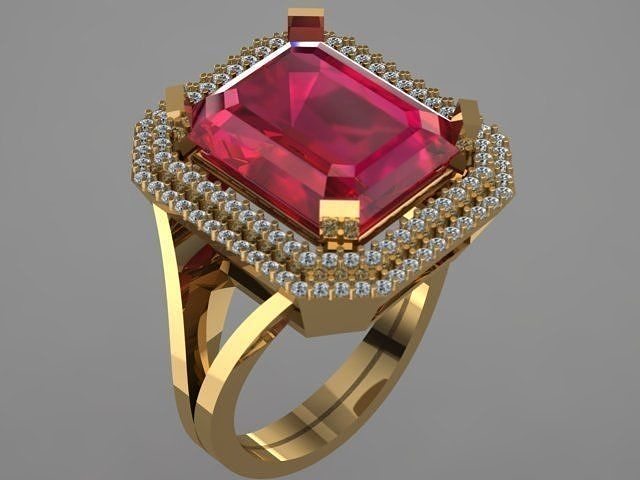 Unisex Ruby Golden Ring  3D print model